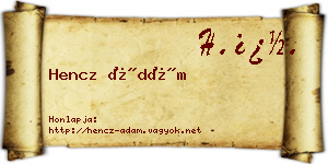Hencz Ádám névjegykártya