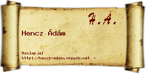 Hencz Ádám névjegykártya